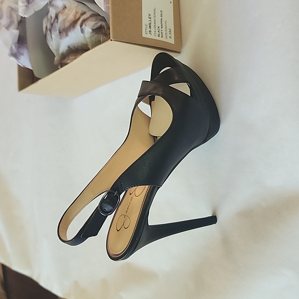 JESSICA SIMPSON JS-WILLEY Platform Slingback sandal Black leather